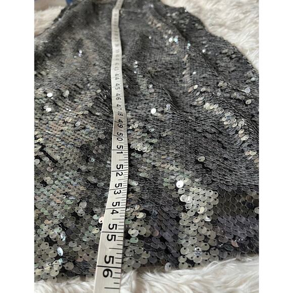 Rumored Metallic Sequin Slip Stretch Maxi Dress Disco Silver sze 0 NWT Party - Picture 13 of 14